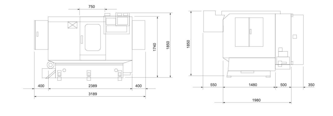 GJ-400 Series CNC Hybrid ID OD Grinding Machine Dimension