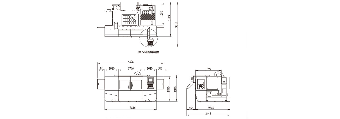 GO-350 CNC ID OD Grinding Machine Dimension